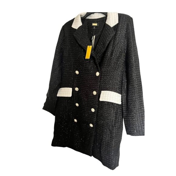 Alexia Admor Womens Black Diana Button Tweed Blazer Long Sleeve Dress Sz 8 New - Picture 2 of 11